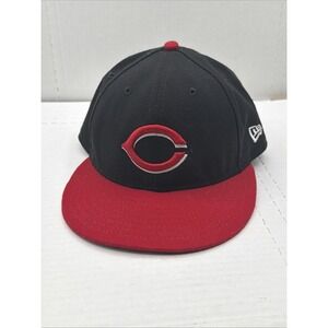 Cincinnati Reds Hat Red Black 7 1/4 New Era 59 Fifty MLB Baseball On Field Cap